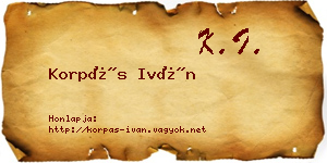 Korpás Iván névjegykártya